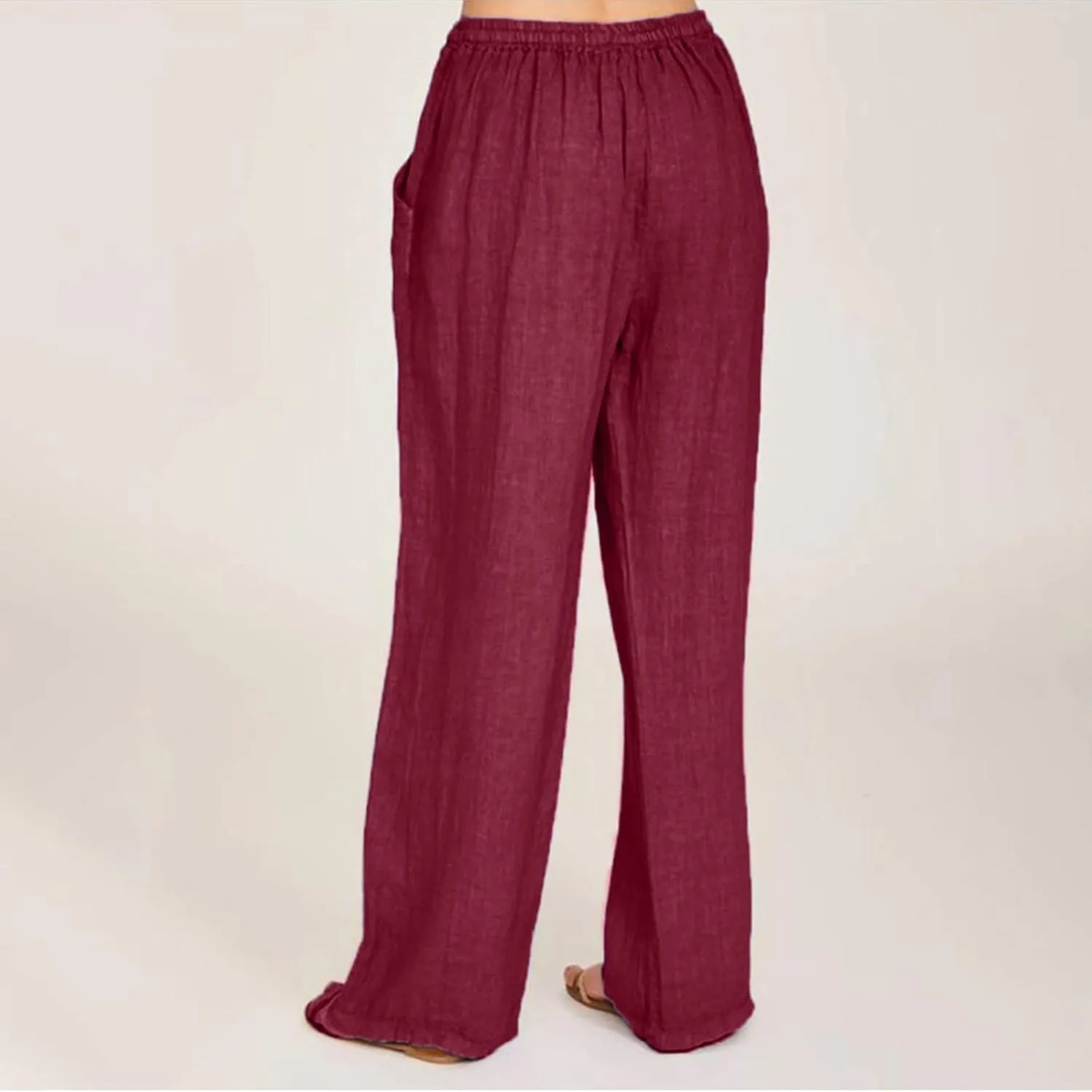 Business Casual Pants For Women Petite Lounge Long Workout Summer 2024 Trouser Wide Leg Pull On Linen Sweatpants
