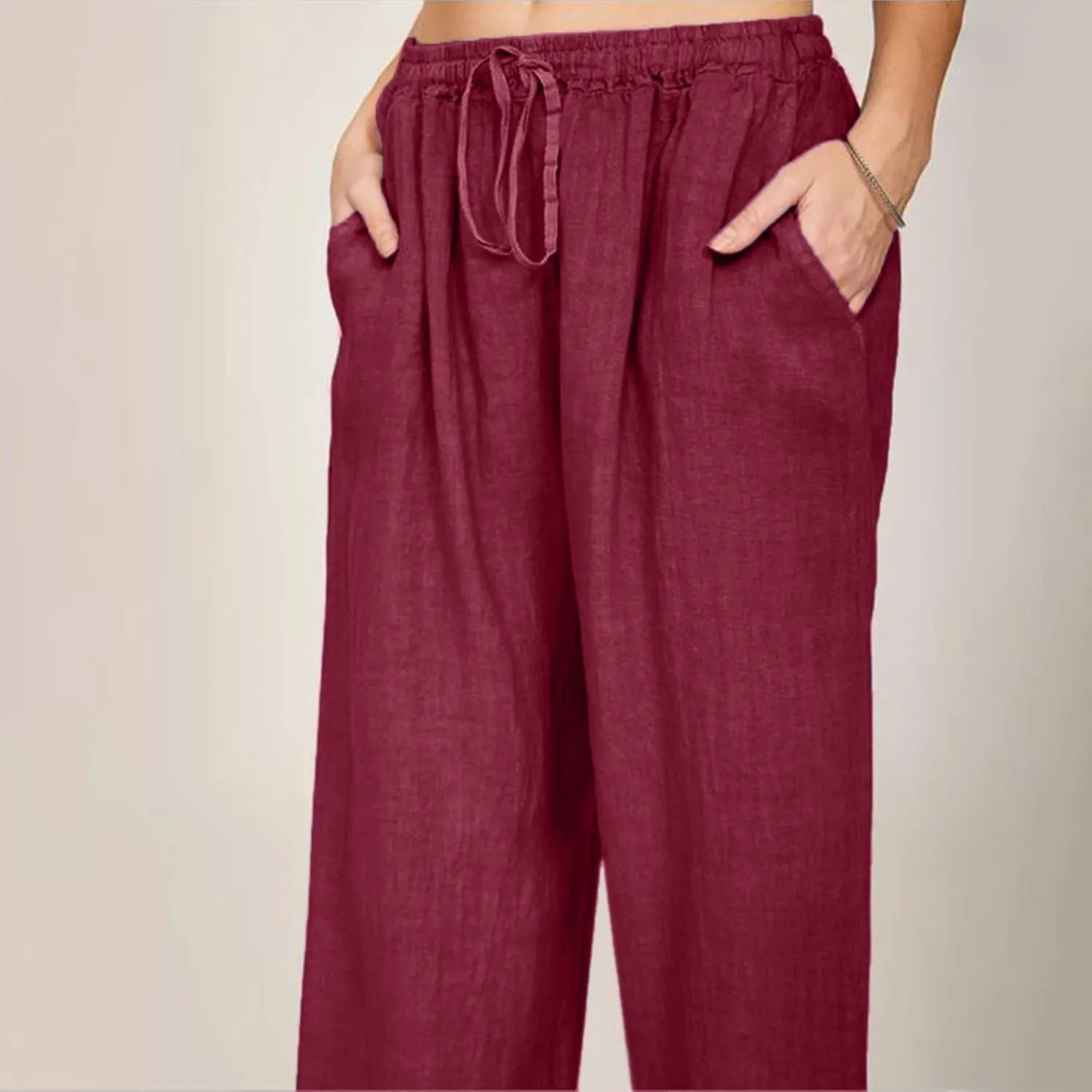 Business Casual Pants For Women Petite Lounge Long Workout Summer 2024 Trouser Wide Leg Pull On Linen Sweatpants