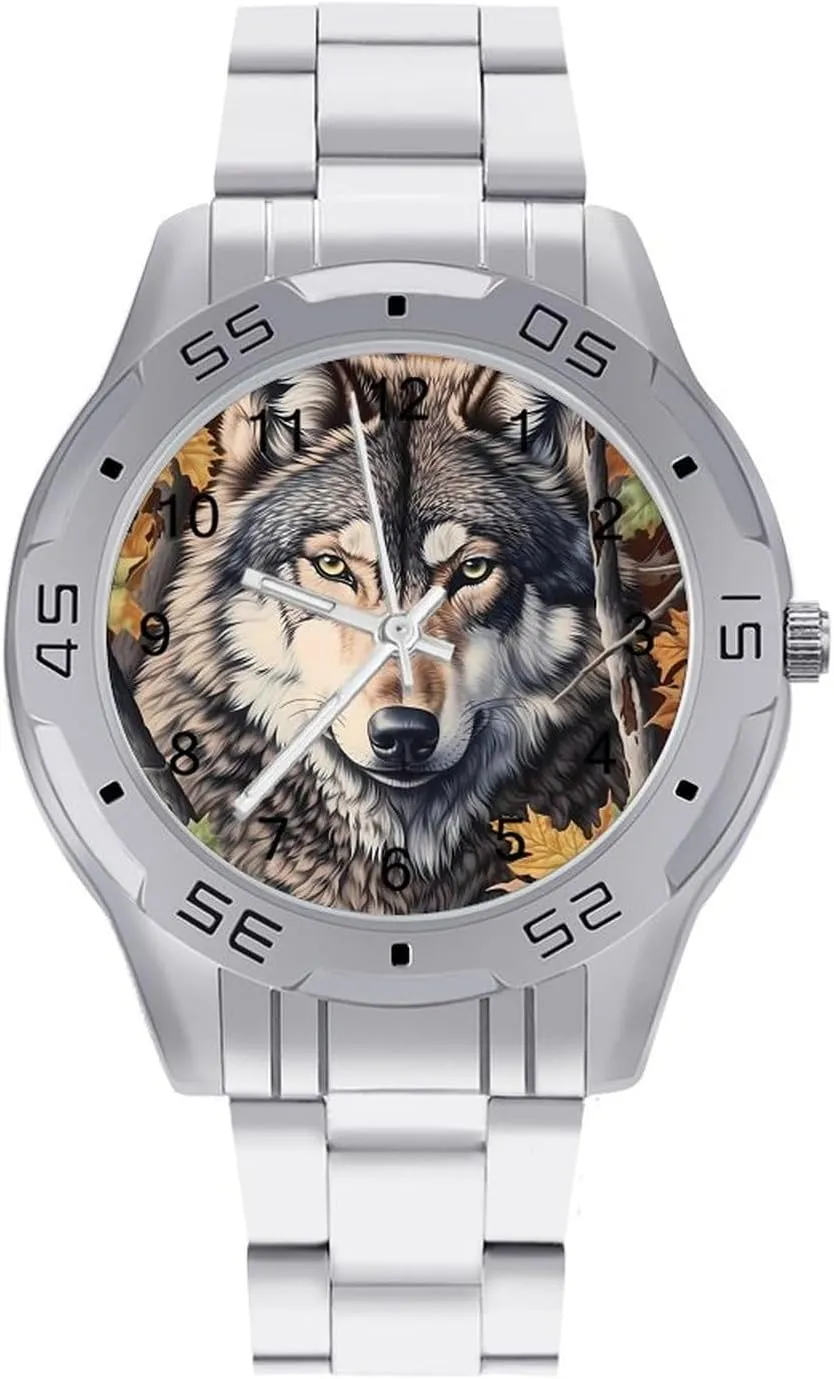 Ca-mo Wolf Men's Business Watch Fashion Stainless Steel Wristwatches Custom Easy Read Watches for Women