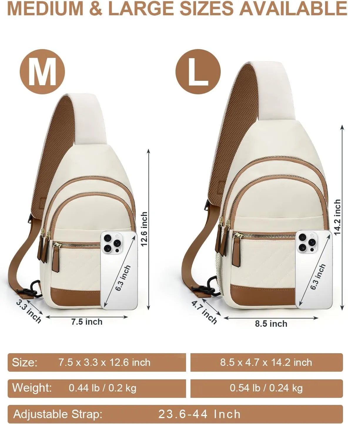 Capolo Sling Bag for Women Men Waterproof Crossbody Bags for Women Trendy Casual Fanny Pack with Convertible Shoulder Strap Chest Bag for Travel Hiking(Beige, Large)