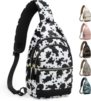 Capolo Sling Bag for Women Men Waterproof Crossbody Bags for Women Trendy Casual Fanny Pack with Convertible Shoulder Strap Chest Bag for Travel Hiking(Cow Print, Medium)