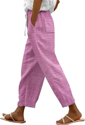 Capri Pants for Women Drawstring Capri Pants with Pockets Wide Leg Cropped Pants for Women Capri Linen Pants for