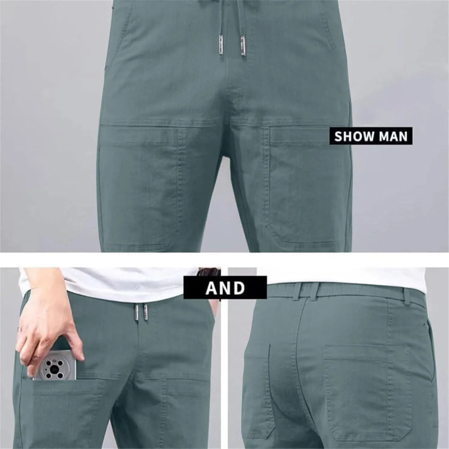 Cargo Pants for Men Hiking Casual Slim Fit Stretch Slacks Big Tall Flat Front Flex Golf Straight Pants