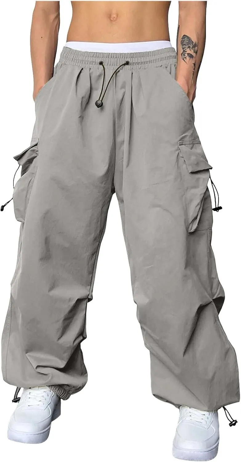 Cargo Work Pant for Men Stretchy Casual Joggers Drawstring Waist Combat Pant with Pockets