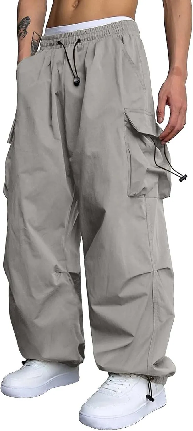 Cargo Work Pant for Men Stretchy Casual Joggers Drawstring Waist Combat Pant with Pockets