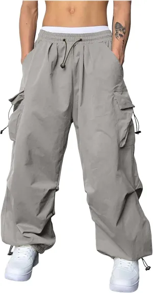 Cargo Work Pant for Men Stretchy Casual Joggers Drawstring Waist Combat Pant with Pockets