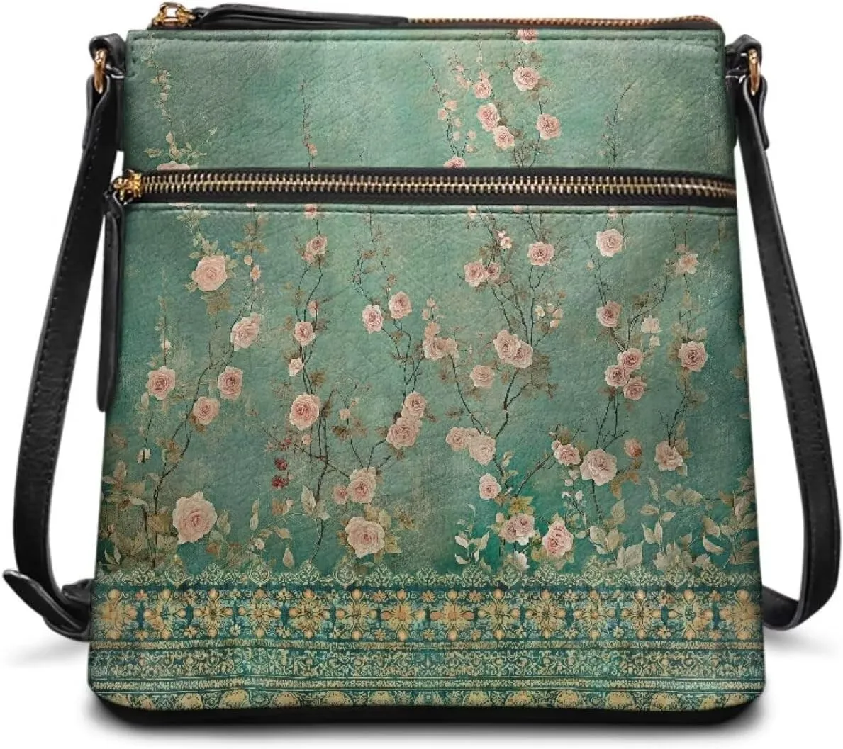 Casual Crossbody Bags for Women PU Shoulder Purse Bag Lightweight Messenger Bag with Zipper for Travel Shopping