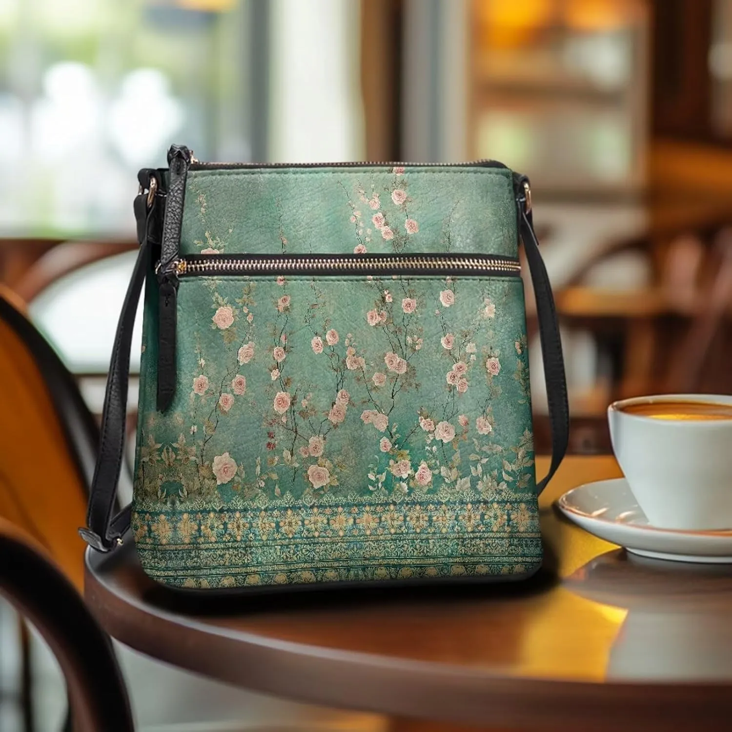 Casual Crossbody Bags for Women PU Shoulder Purse Bag Lightweight Messenger Bag with Zipper for Travel Shopping