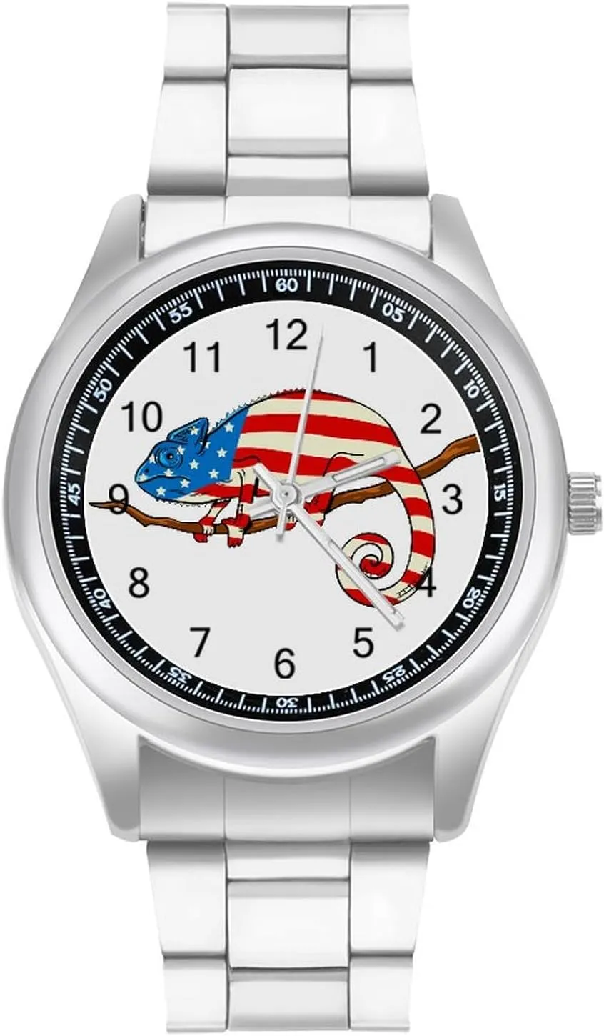Chameleon Colored USA Flag Fashion Classic Wrist Watches for Men Casual Business Dress Watch Gifts