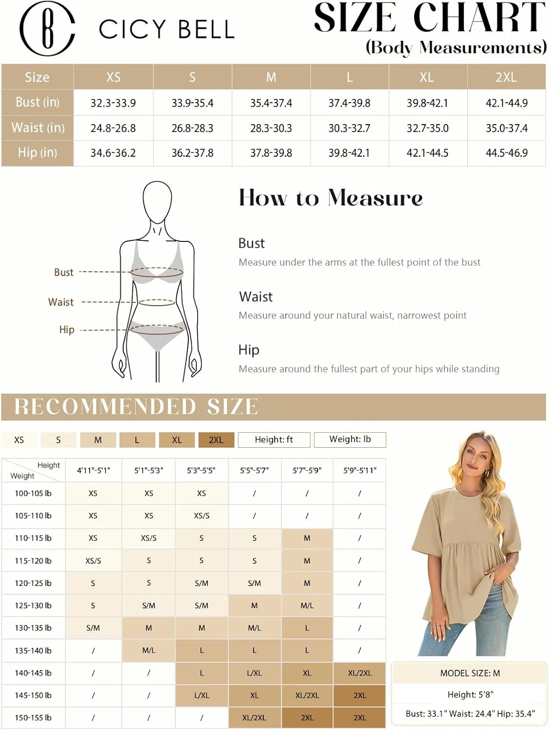 Cicy Bell Women Summer Babydoll Tops Oversized Short Sleeve Peplum Tunic T Shirt Casual Loose Fit Blouse