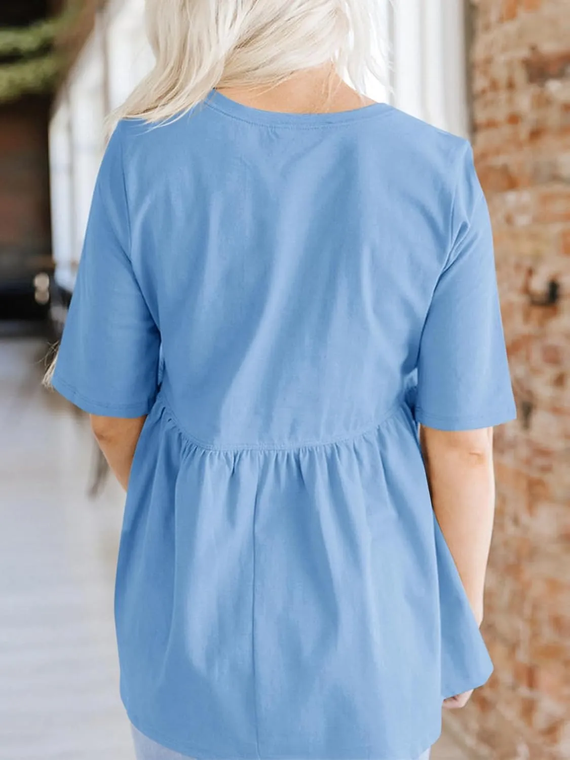 Cicy Bell Women Summer Babydoll Tops Oversized Short Sleeve Peplum Tunic T Shirt Casual Loose Fit Blouse