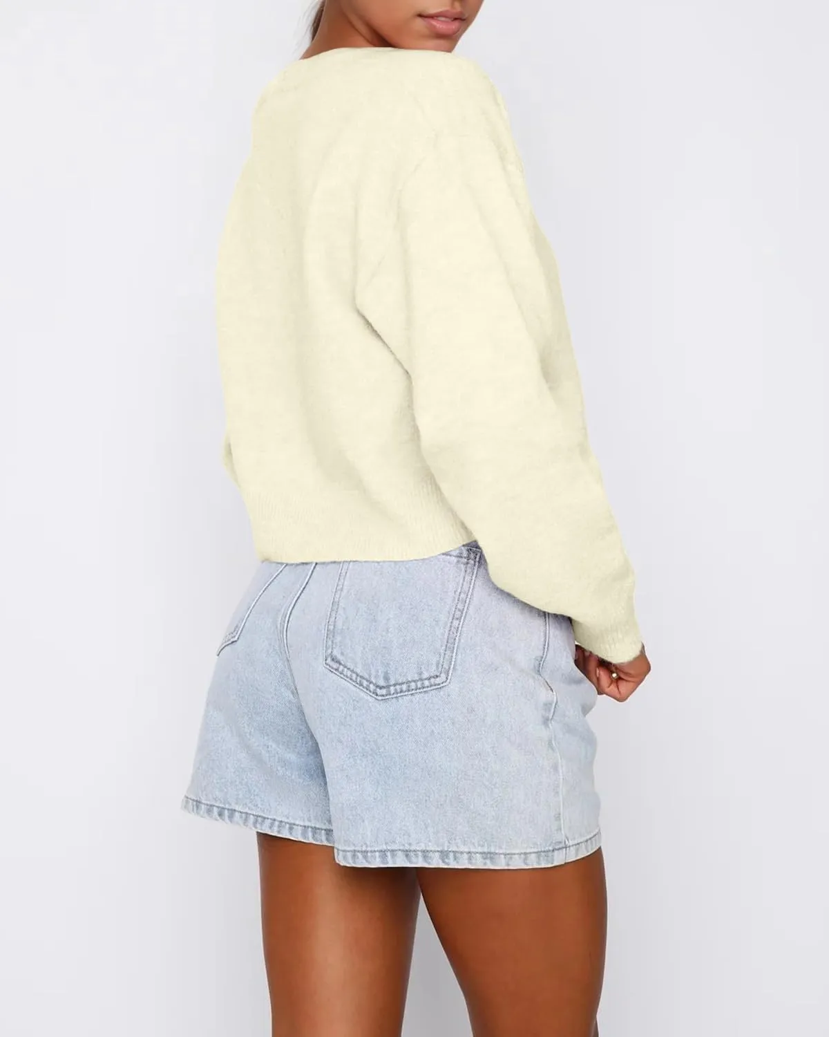 Cioatin Women Y2K Open Front Button Down Crop Sweater Cardigan Long Sleeve Lightweight Knit Pullover Fall Outfits Tops