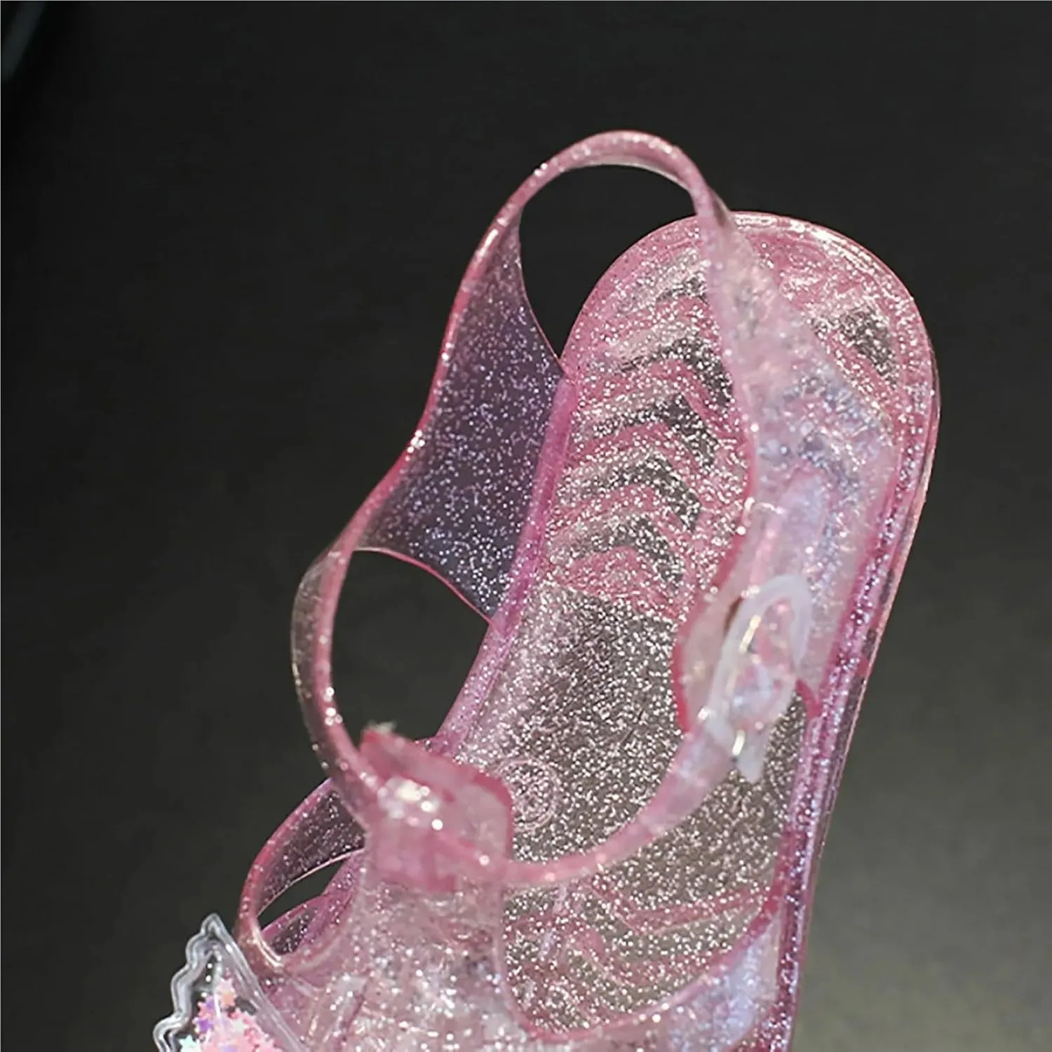 Comfort Crystal Jelly Sandal Flashing Butterfly Sandals Summer Shoes Girls Jelly Sandals(White,3-3.5 Years)