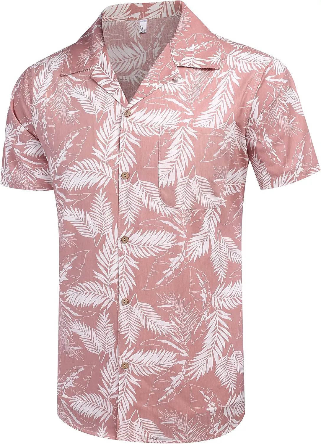 COOFANDY Mens Hawaiian Shirt Short Sleeve Buttoon Down Shirts Casual Tropical Floral Summer Linen Shirts