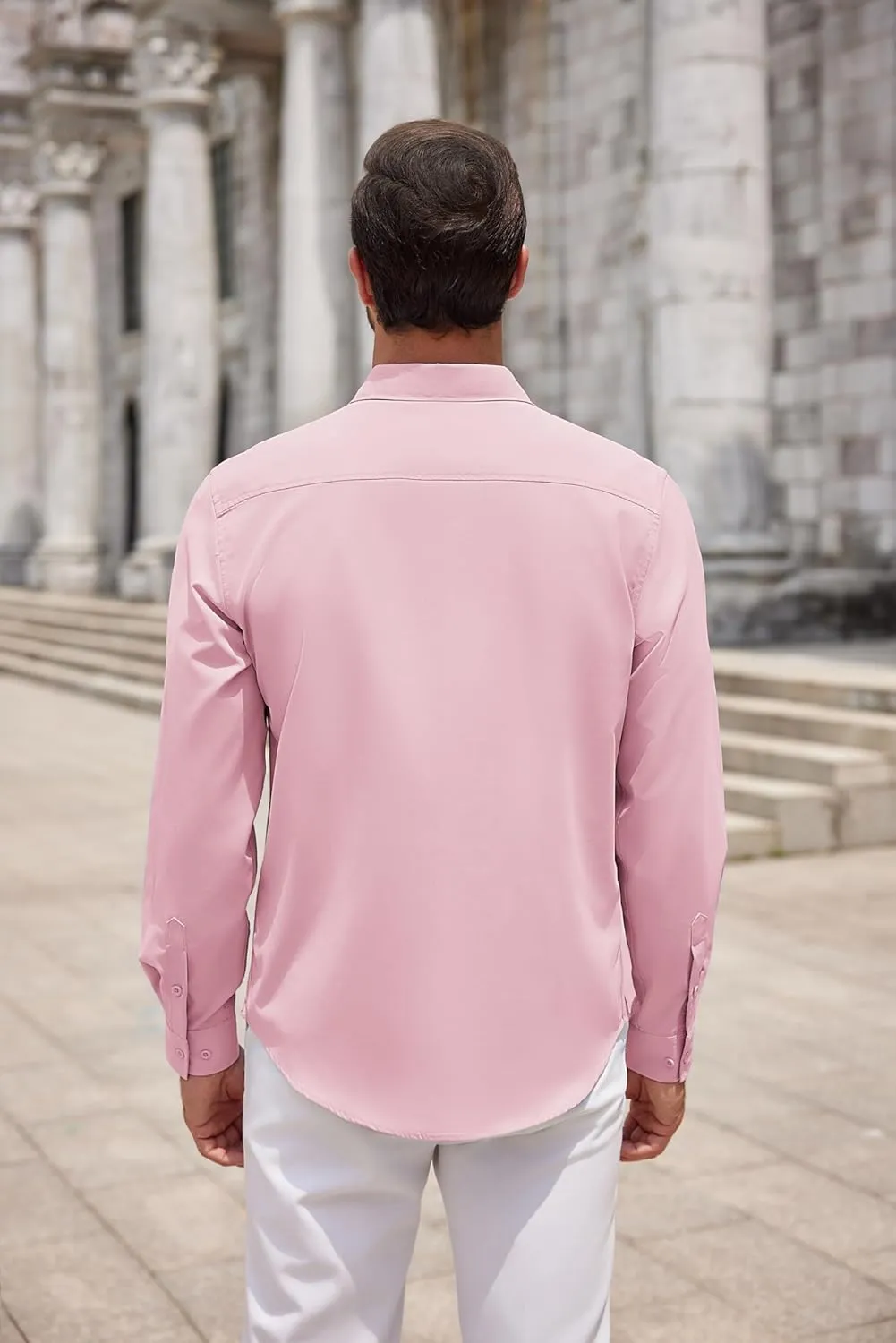 COOFANDY Men's Long Sleeve Button Down Shirts Casual Untucked Dress Shirt Summer Beach Wedding Shirts