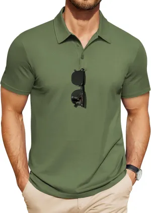 COOFANDY Men's Polo Shirts Short Sleeve Pique Jersey Golf Shirt Casual Summer Collared T-Shirts