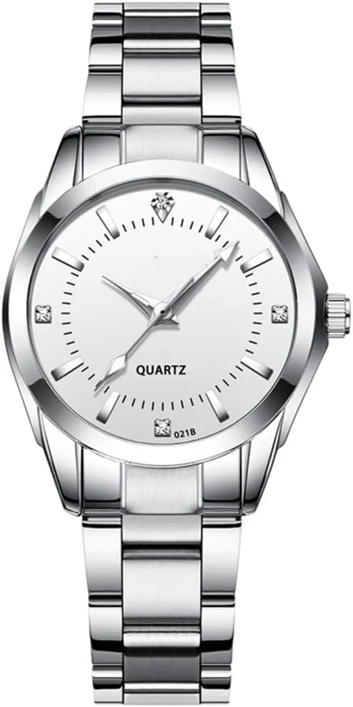 Couple Watches Fashion Silver Stainless Steel Pair Watches Men and Women Matching Quartz Wrist Watches Gifts Set of 2