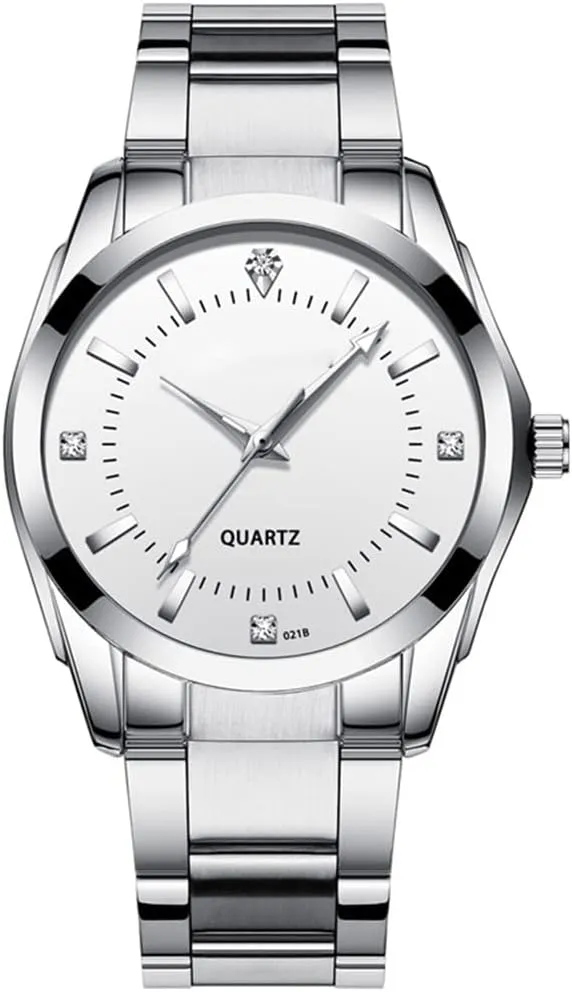 Couple Watches Fashion Silver Stainless Steel Pair Watches Men and Women Matching Quartz Wrist Watches Gifts Set of 2
