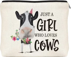 Cows Gifts for Cows Lover, Birthday Gift for Best Friend Sister, Cattle Cow Accessories, Animal Lovers Makeup Bag Zipper Purse, Who Loves Cows Makeup Bag Accessories Waterproof Zipper Pouch Bag