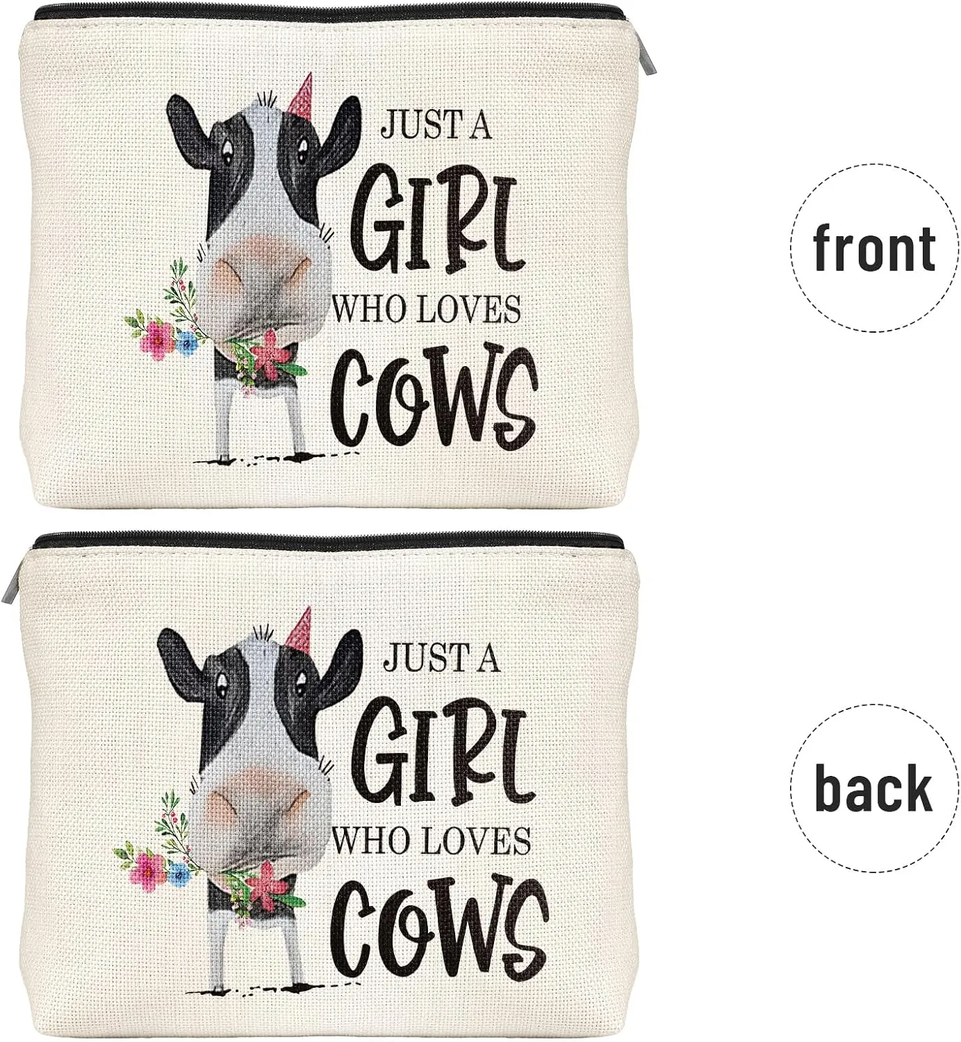 Cows Gifts for Cows Lover, Birthday Gift for Best Friend Sister, Cattle Cow Accessories, Animal Lovers Makeup Bag Zipper Purse, Who Loves Cows Makeup Bag Accessories Waterproof Zipper Pouch Bag