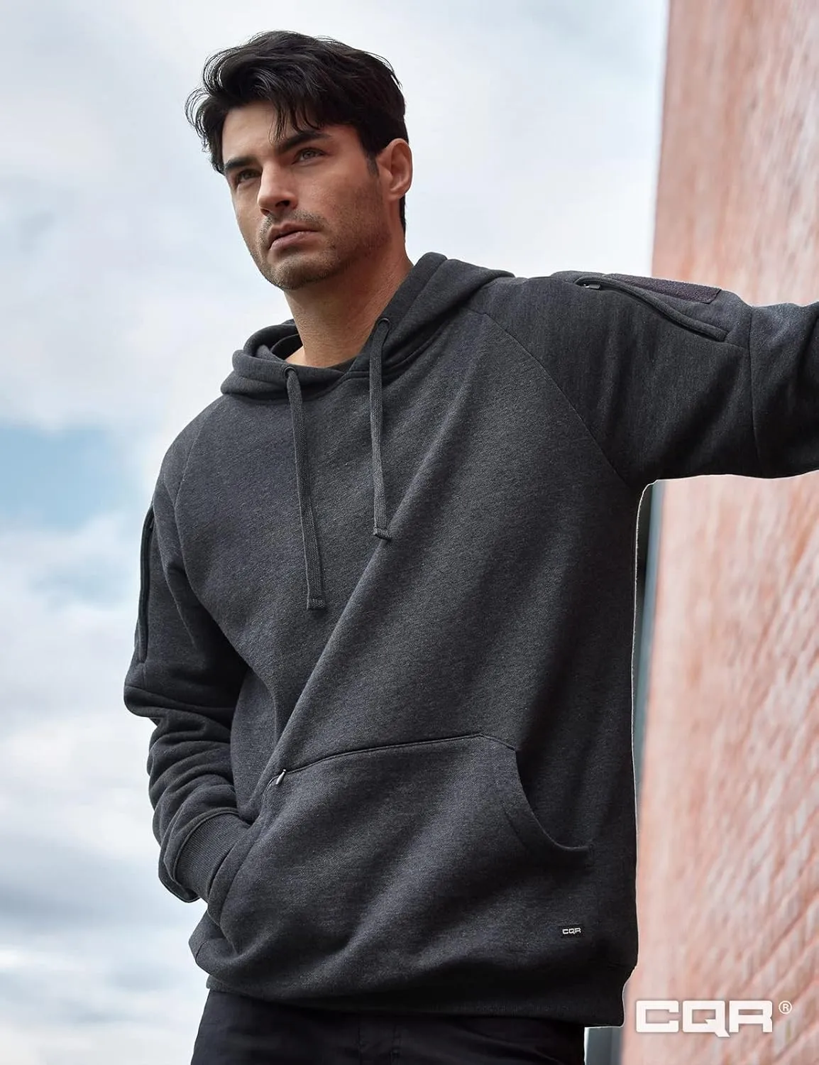 CQR Men's Winter Fleece Pullover Hoodies, Thermal Long Sleeve Hooded Sweatshirt, Cotton-Blend Outdoor/Tactical Shirts