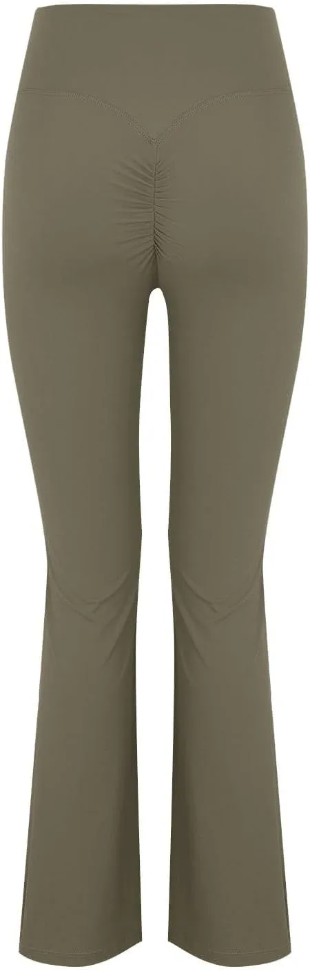 CRNTCEM Slim Fit Yoga Flared Pants for Women High Waist Pull On Wide Leg Bottom Leggings Tummy Control Work Bootcut Trousers