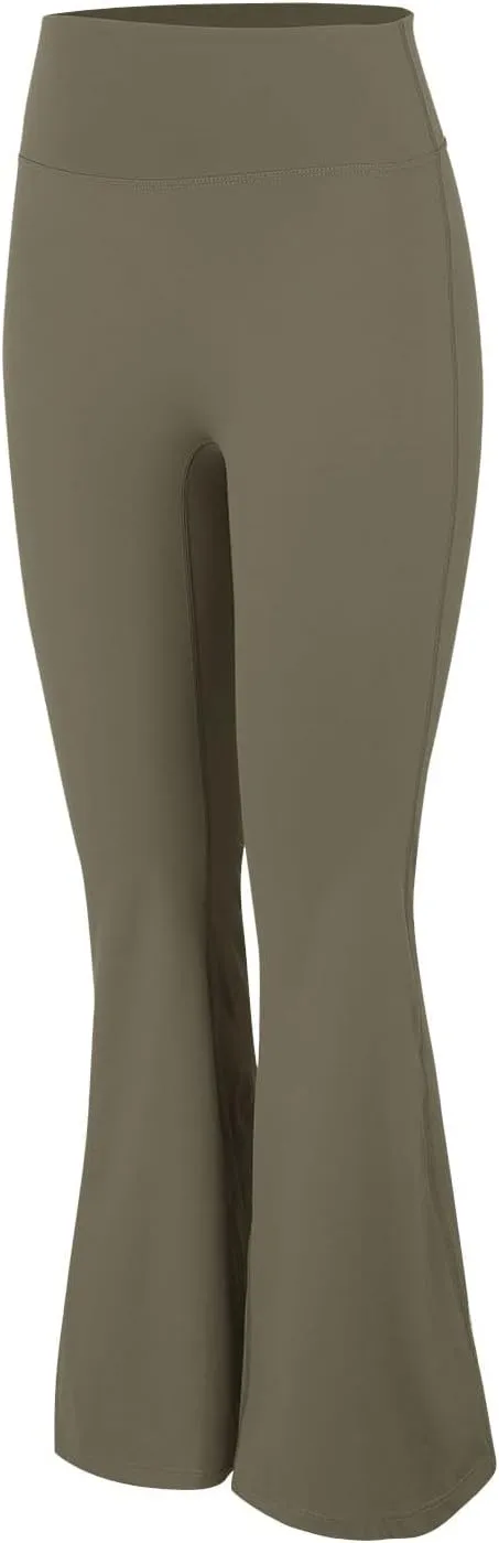 CRNTCEM Slim Fit Yoga Flared Pants for Women High Waist Pull On Wide Leg Bottom Leggings Tummy Control Work Bootcut Trousers