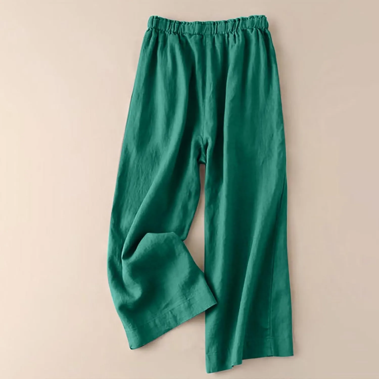 CRNTCEM Womens Relaxed Fit Linen Pants Stretch High Waist Outdoor Beach Yoga Pants Plus Size Casual Athletic Jogger Sweatpant