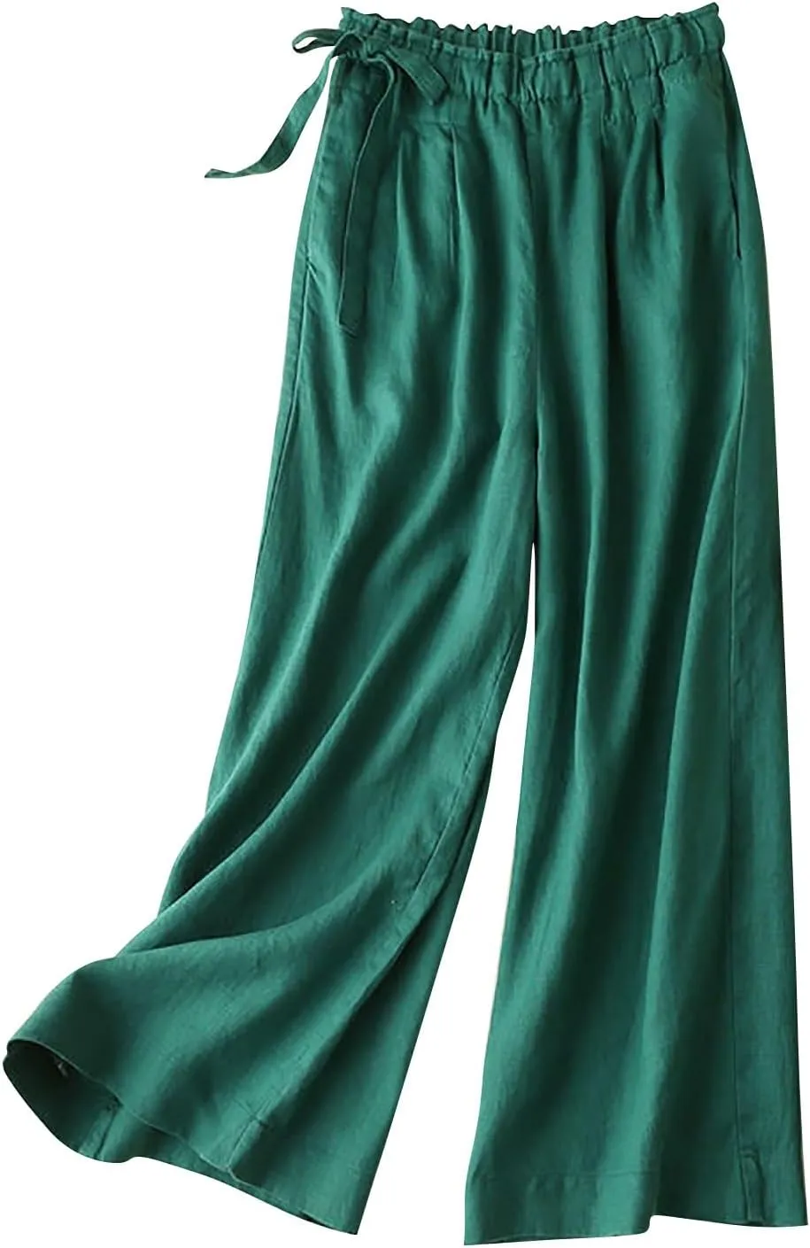 CRNTCEM Womens Relaxed Fit Linen Pants Stretch High Waist Outdoor Beach Yoga Pants Plus Size Casual Athletic Jogger Sweatpant