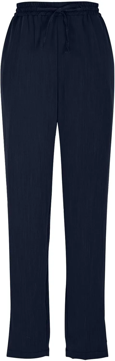Cropped Linen Pants Women Summer Elastic Drawstring Waist Tapered Straight Leg Crop Pants Casual Beach Ankle Trousers