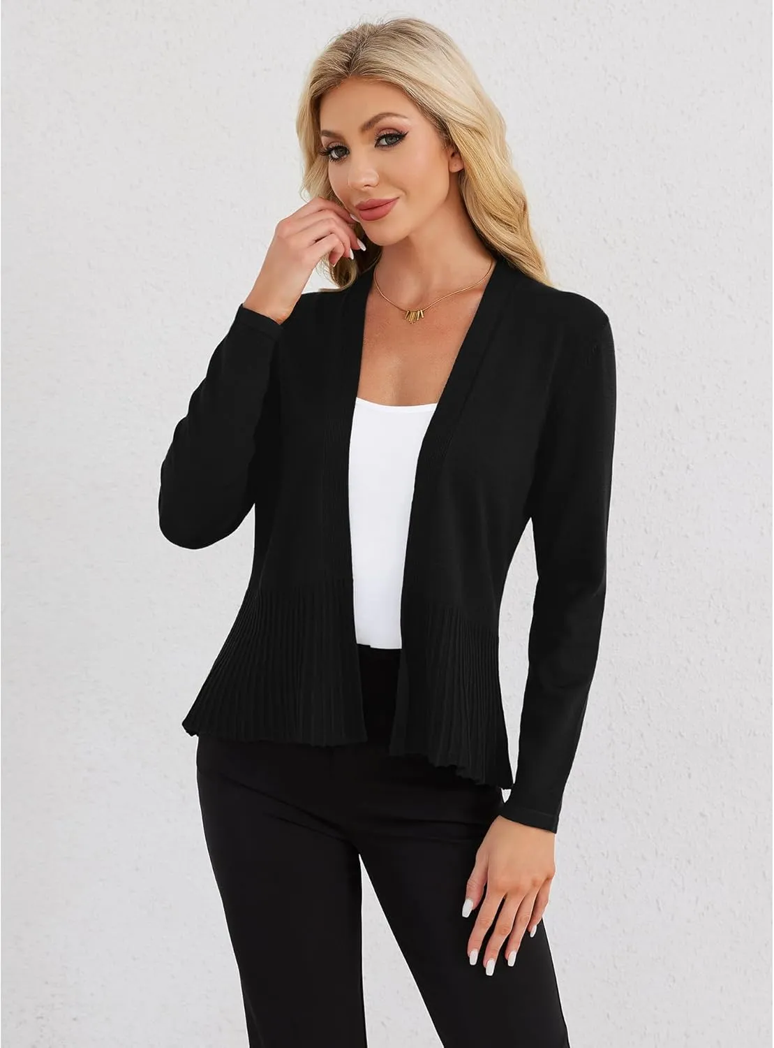 CZYINXIAN Women's Casual Long Sleeves Cropped Cardigan Trendy Open Front Knit Cardigans Outwear