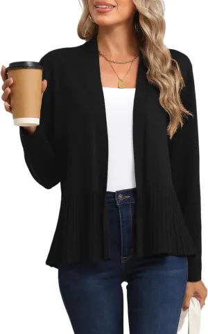 CZYINXIAN Women's Casual Long Sleeves Cropped Cardigan Trendy Open Front Knit Cardigans Outwear