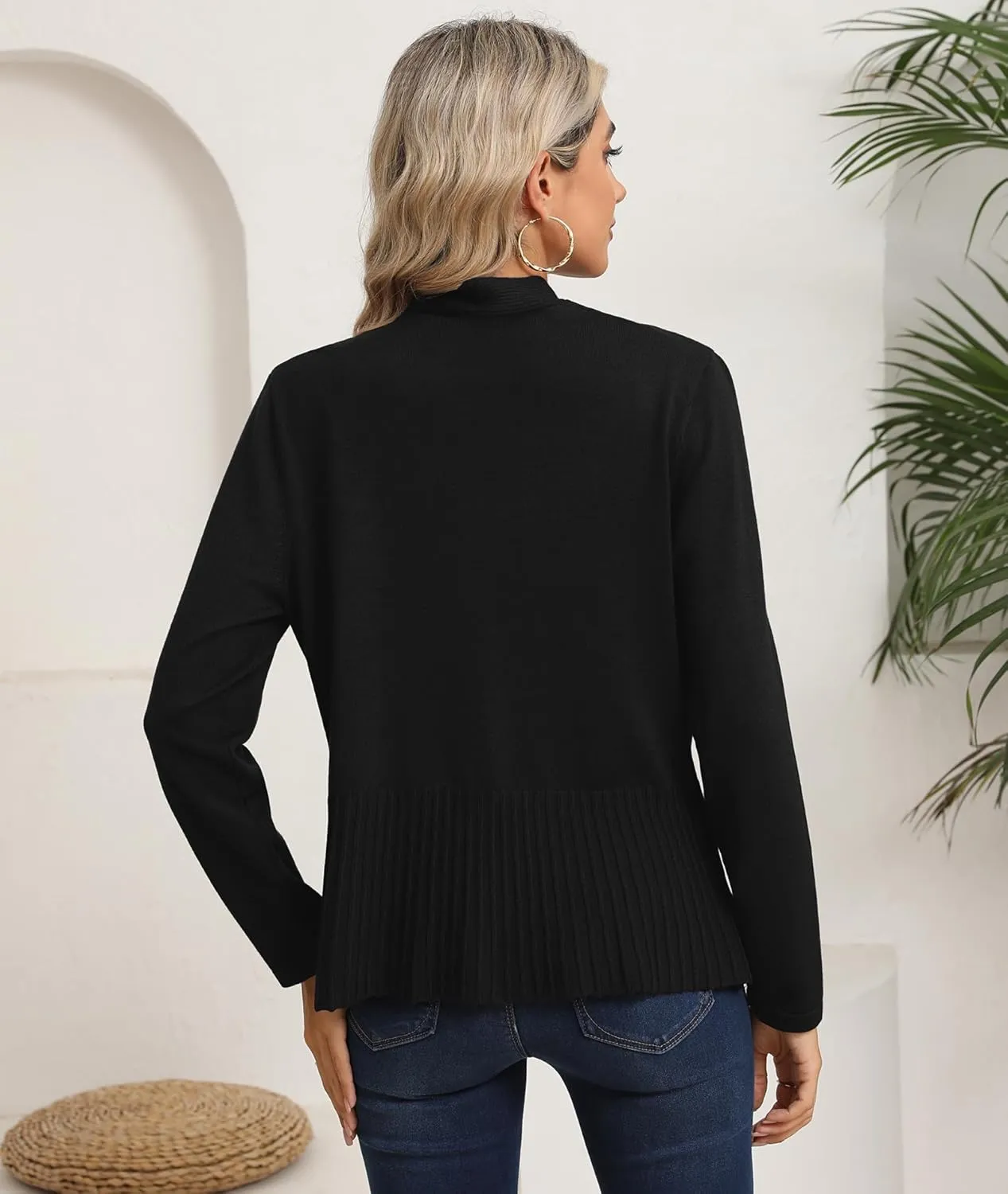 CZYINXIAN Women's Casual Long Sleeves Cropped Cardigan Trendy Open Front Knit Cardigans Outwear