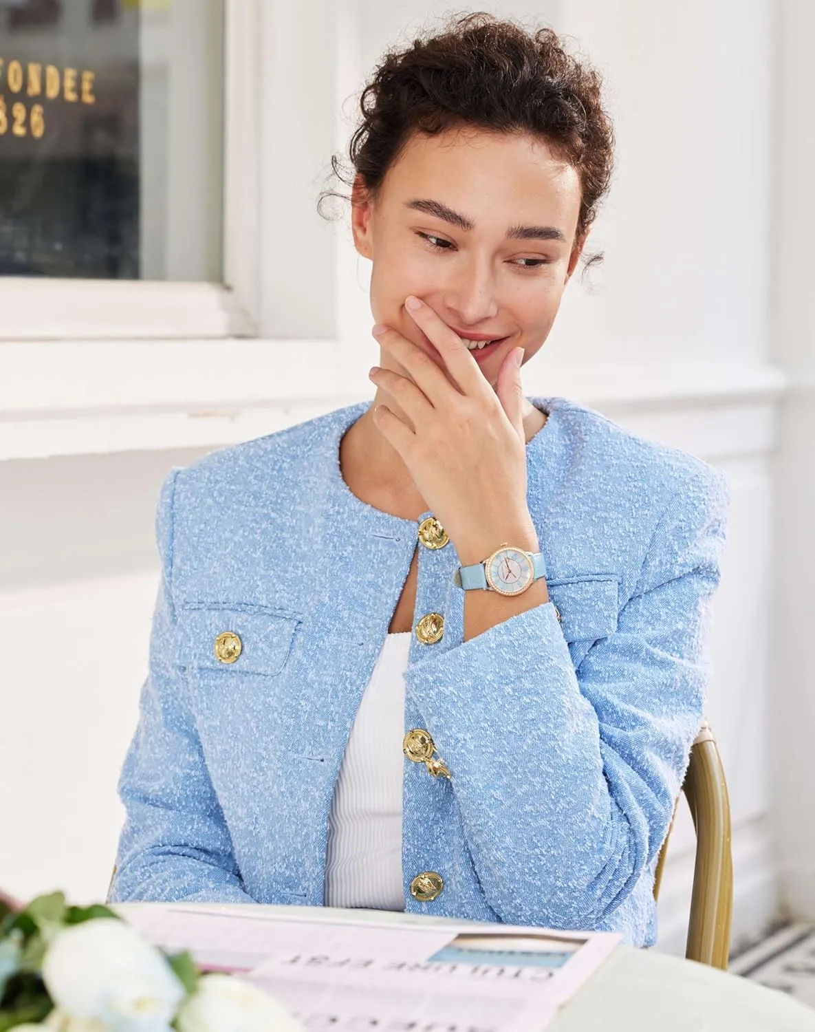 Dainty Watches for Women, Mother-of-Pearl Dial and Swiss Quartz Movement, Ladies Watch with Leather Strap