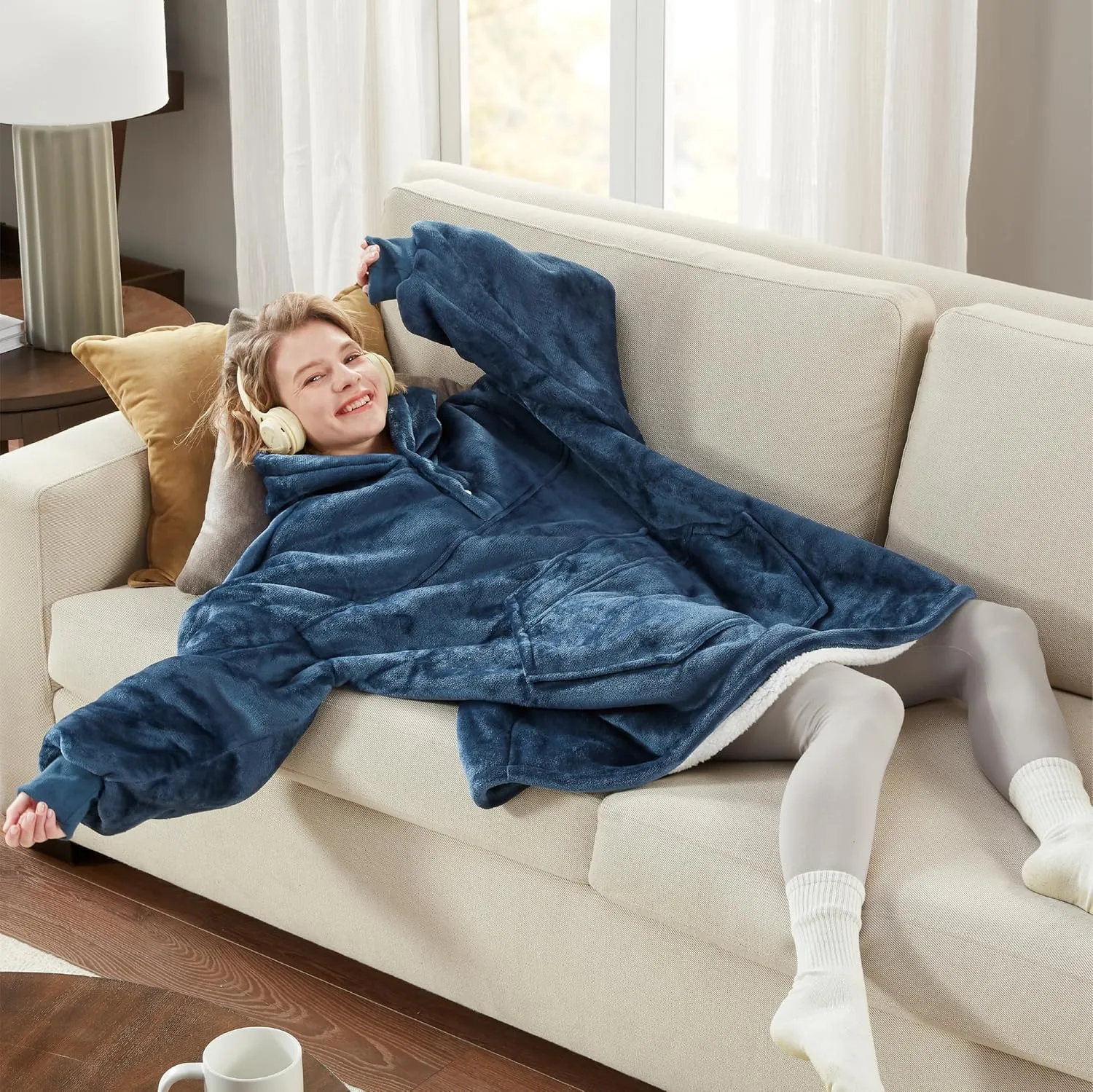 Degrees of Comfort Wearable Blanket Hoodie for Adults Women & Men - Cozy Warm, One Size Fits All
