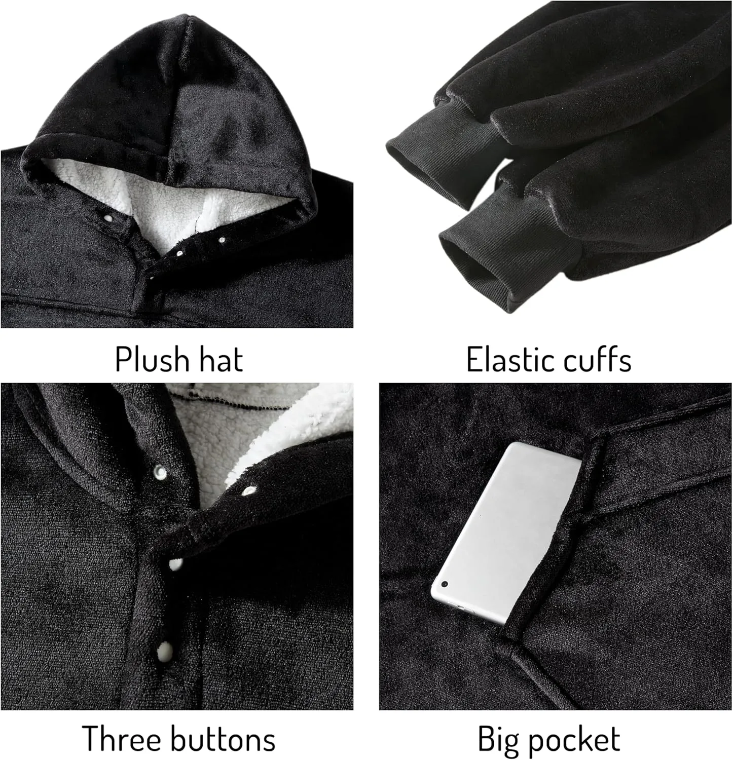 Degrees of Comfort Wearable Blanket Hoodie for Adults Women & Men - Cozy Warm, One Size Fits All