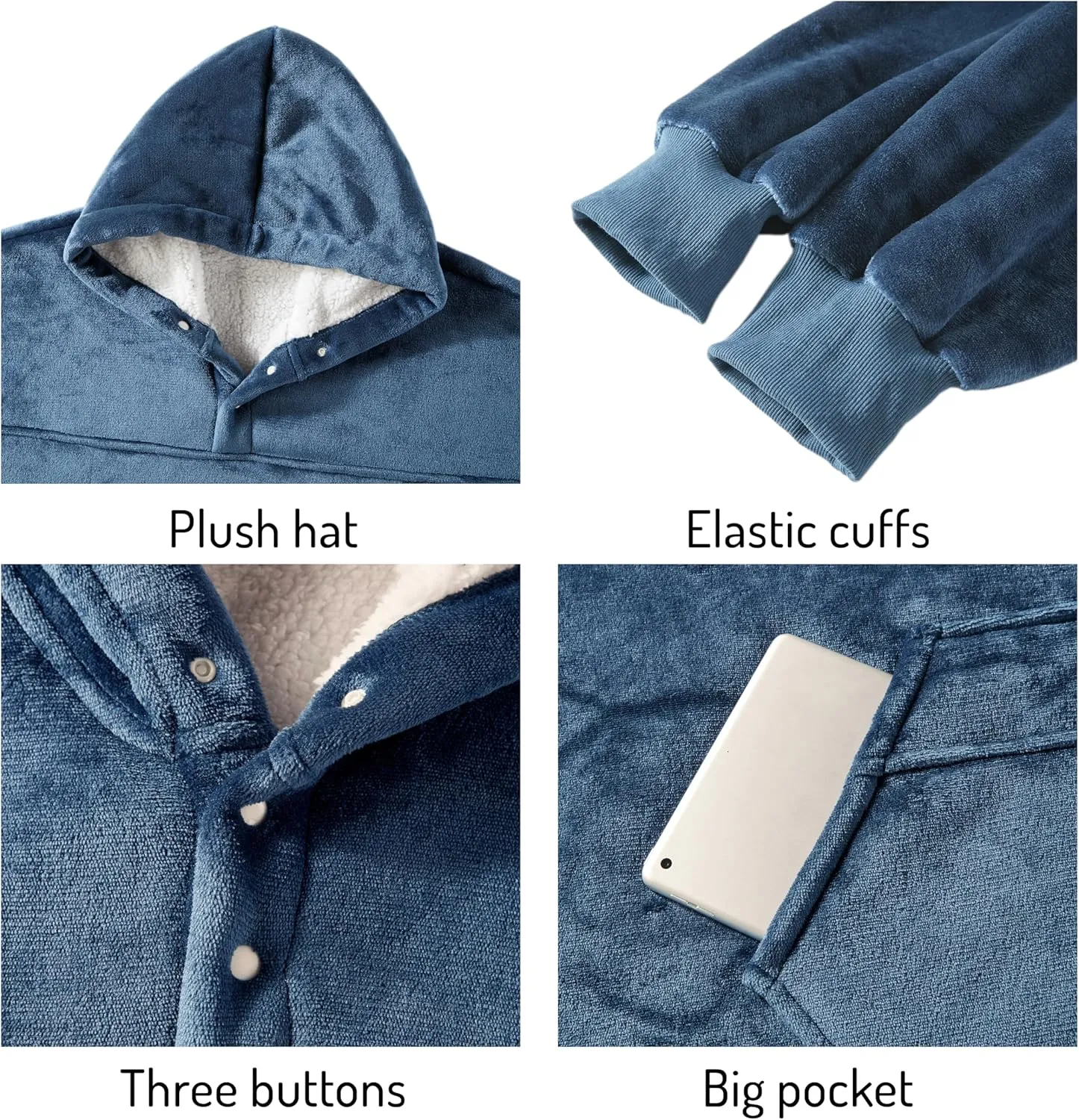 Degrees of Comfort Wearable Blanket Hoodie for Adults Women & Men - Cozy Warm, One Size Fits All
