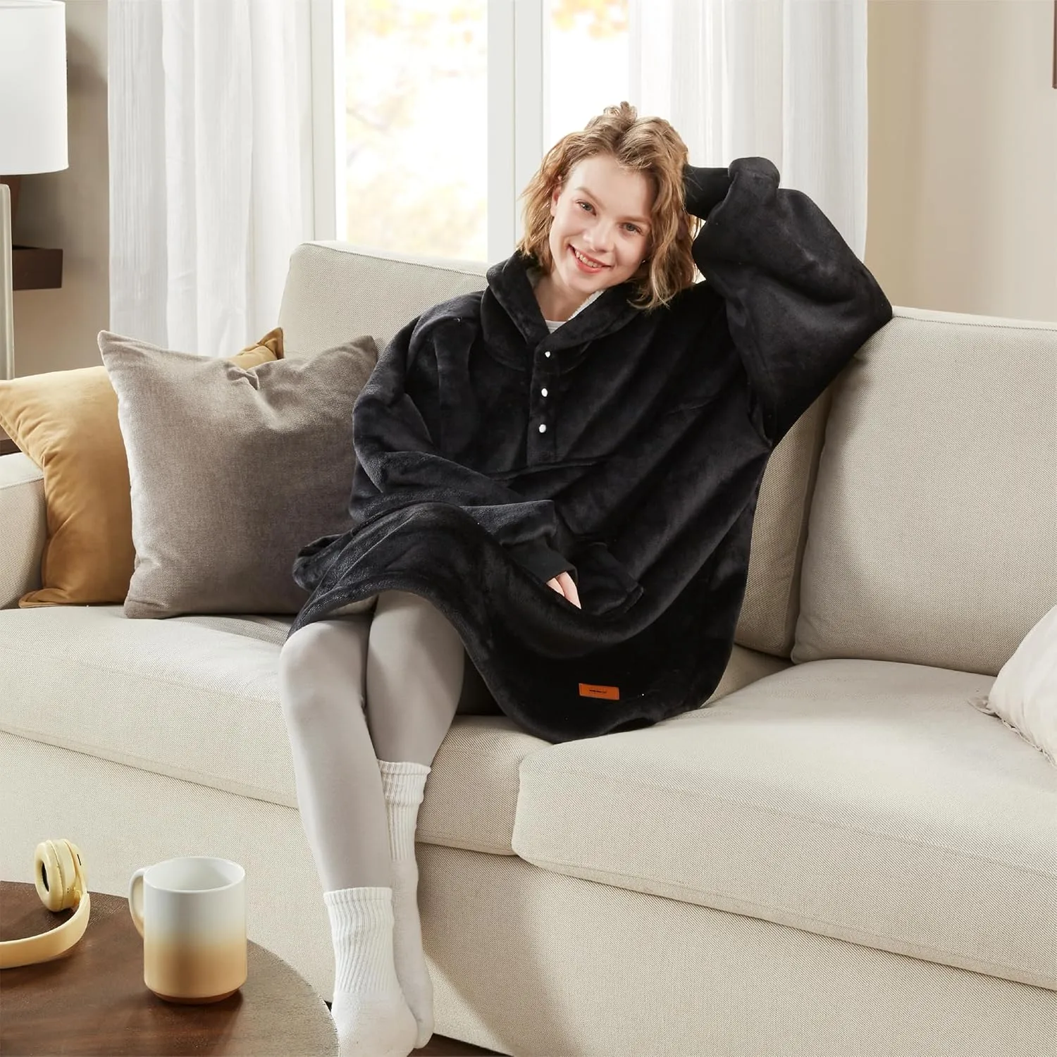 Degrees of Comfort Wearable Blanket Hoodie for Adults Women & Men - Cozy Warm, One Size Fits All