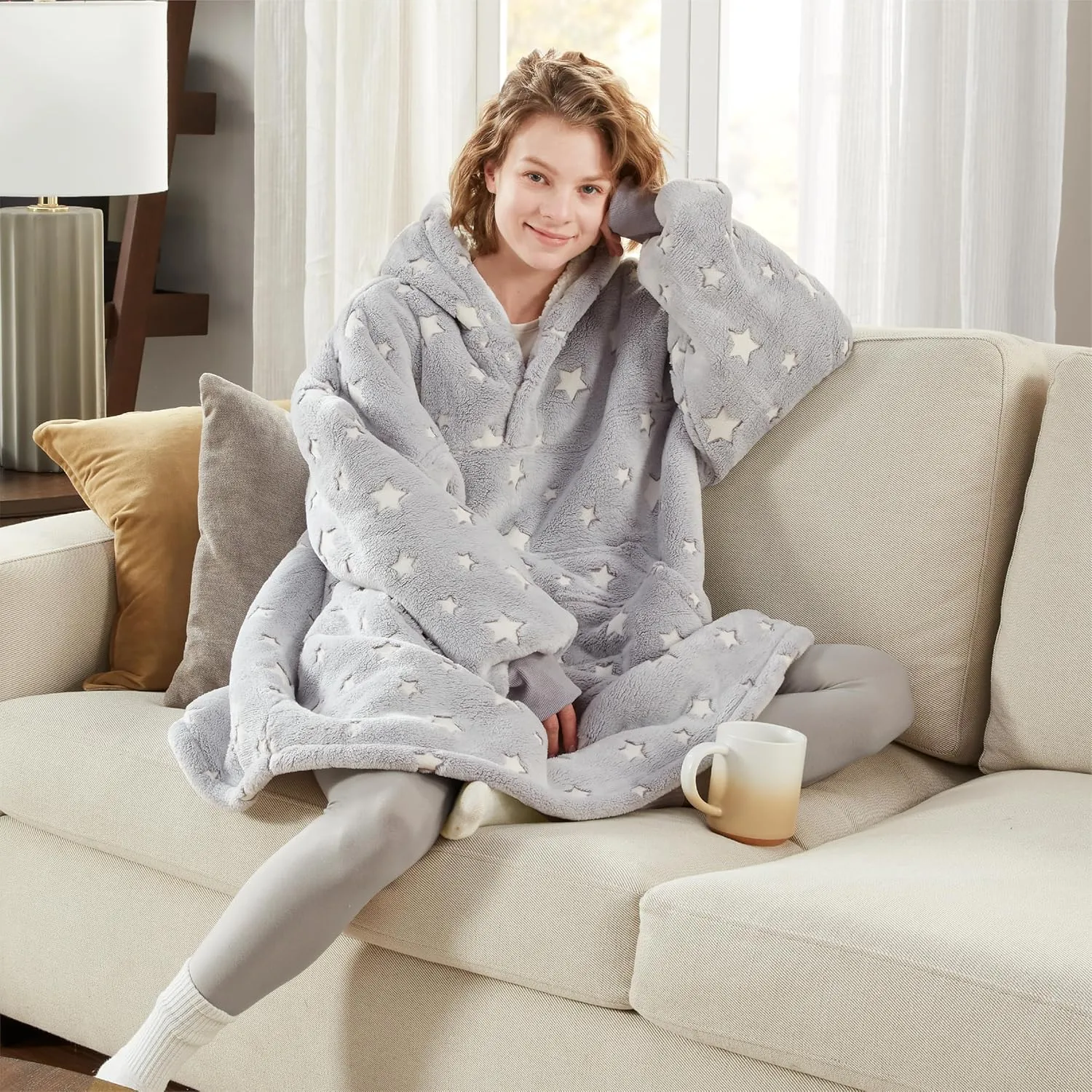 Degrees of Comfort Wearable Blanket Hoodie for Adults Women & Men - Cozy Warm, One Size Fits All