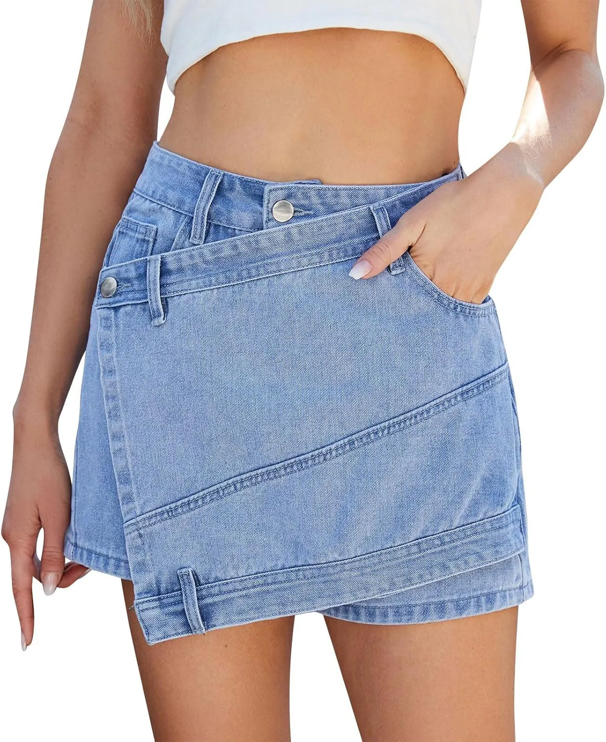 Denim for Women Mini Little Cowgirl A Line Plain Skort Women 2025 Regular Fit Y2K