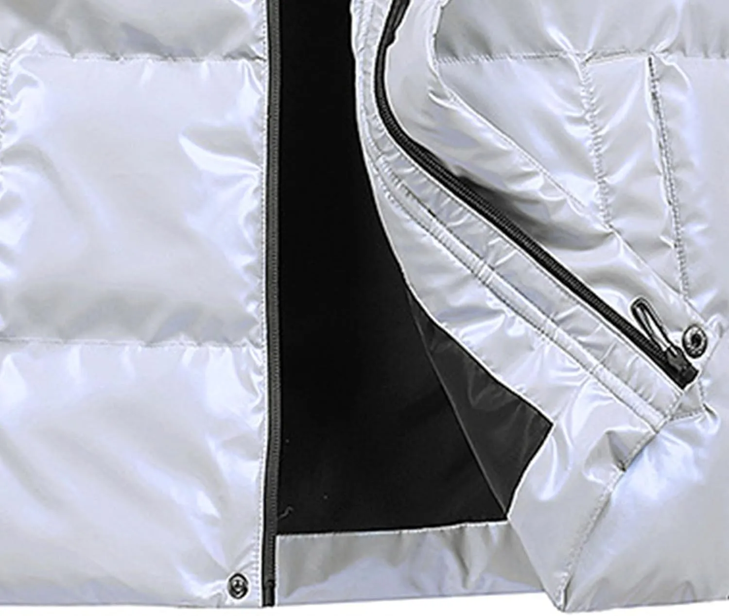 DGHM-JLMY Men Glossy Slim Casual Warm Down Cotton Vest Sleeveless Casual Shiny Zip Puffer Jacket Cotton Padded Down Waistcoat