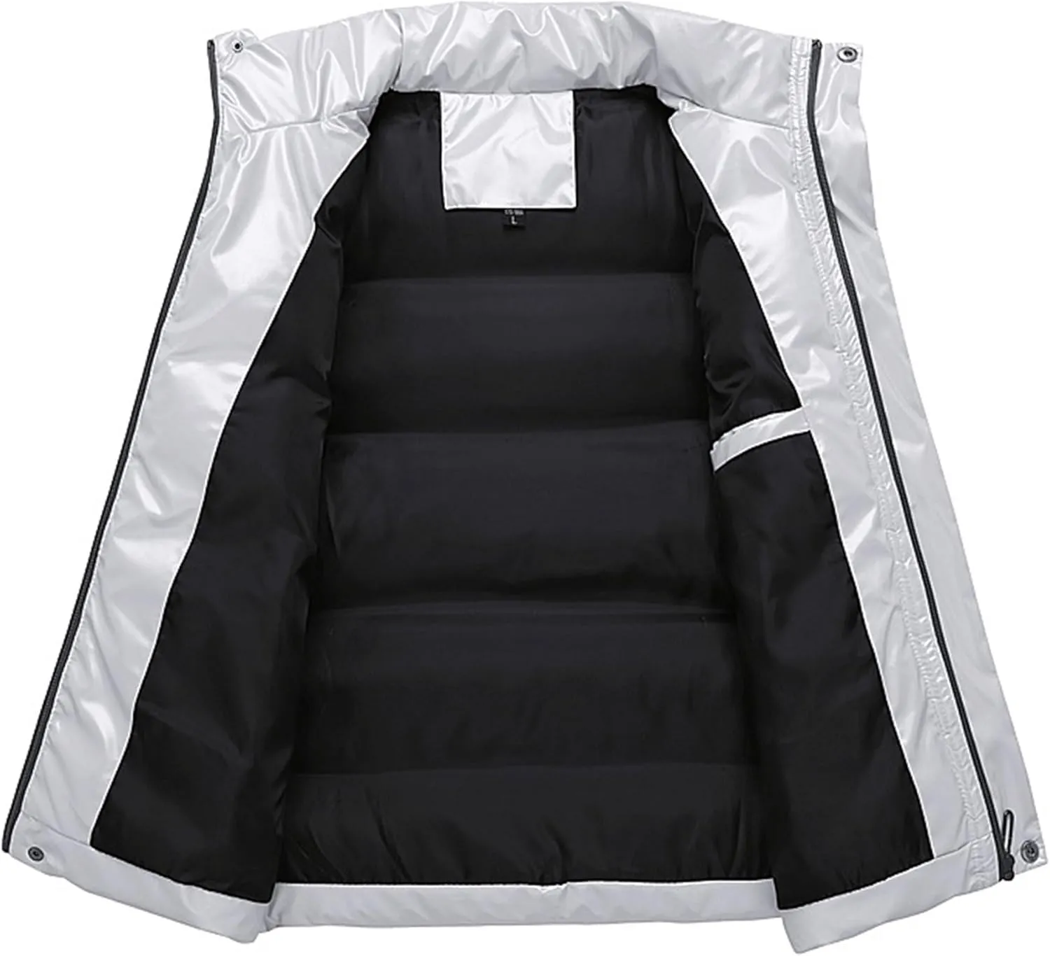 DGHM-JLMY Men Glossy Slim Casual Warm Down Cotton Vest Sleeveless Casual Shiny Zip Puffer Jacket Cotton Padded Down Waistcoat