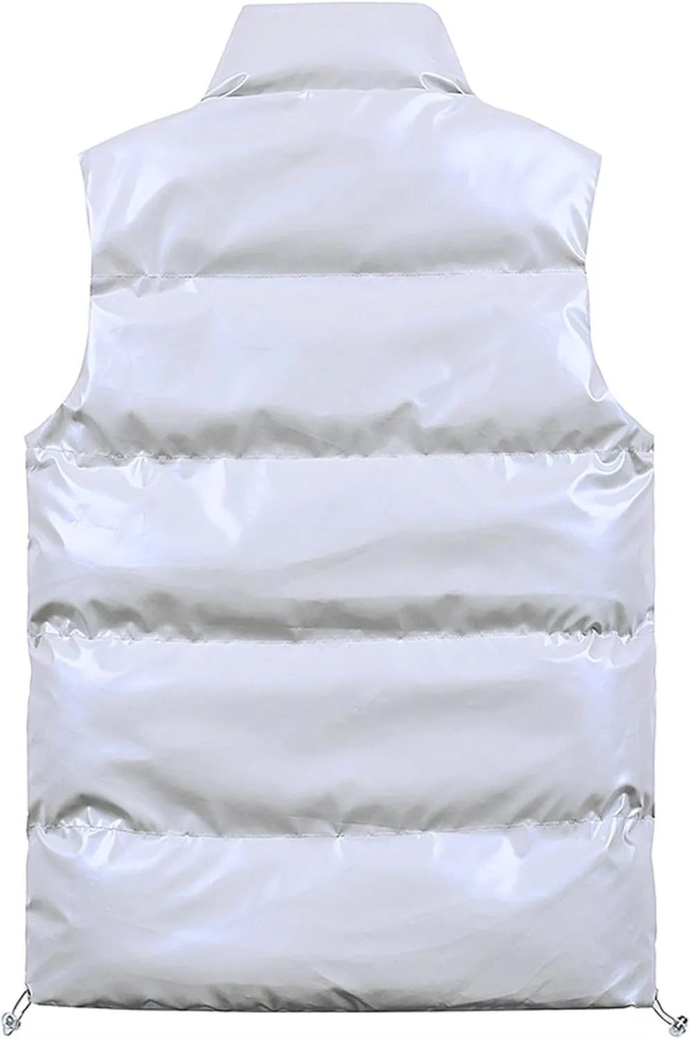 DGHM-JLMY Men Glossy Slim Casual Warm Down Cotton Vest Sleeveless Casual Shiny Zip Puffer Jacket Cotton Padded Down Waistcoat