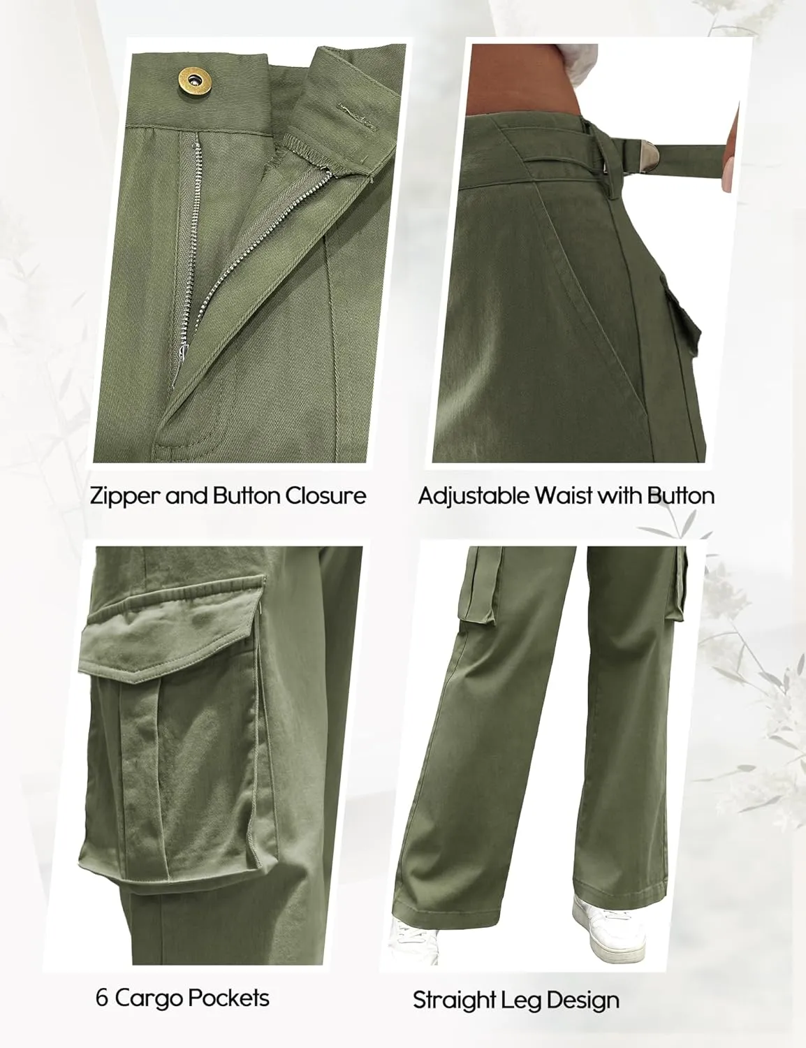 DIBAOLONG Cargo Pants Women High Waist Casual Pants Wide Leg Y2K Pants Baggy Streetwear Military Trousers 6 Pockets