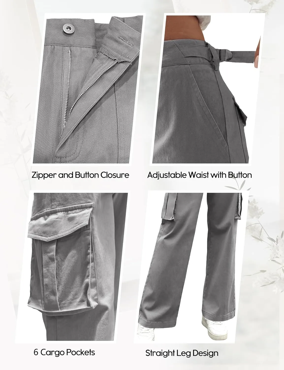 DIBAOLONG Cargo Pants Women High Waist Casual Pants Wide Leg Y2K Pants Baggy Streetwear Military Trousers 6 Pockets