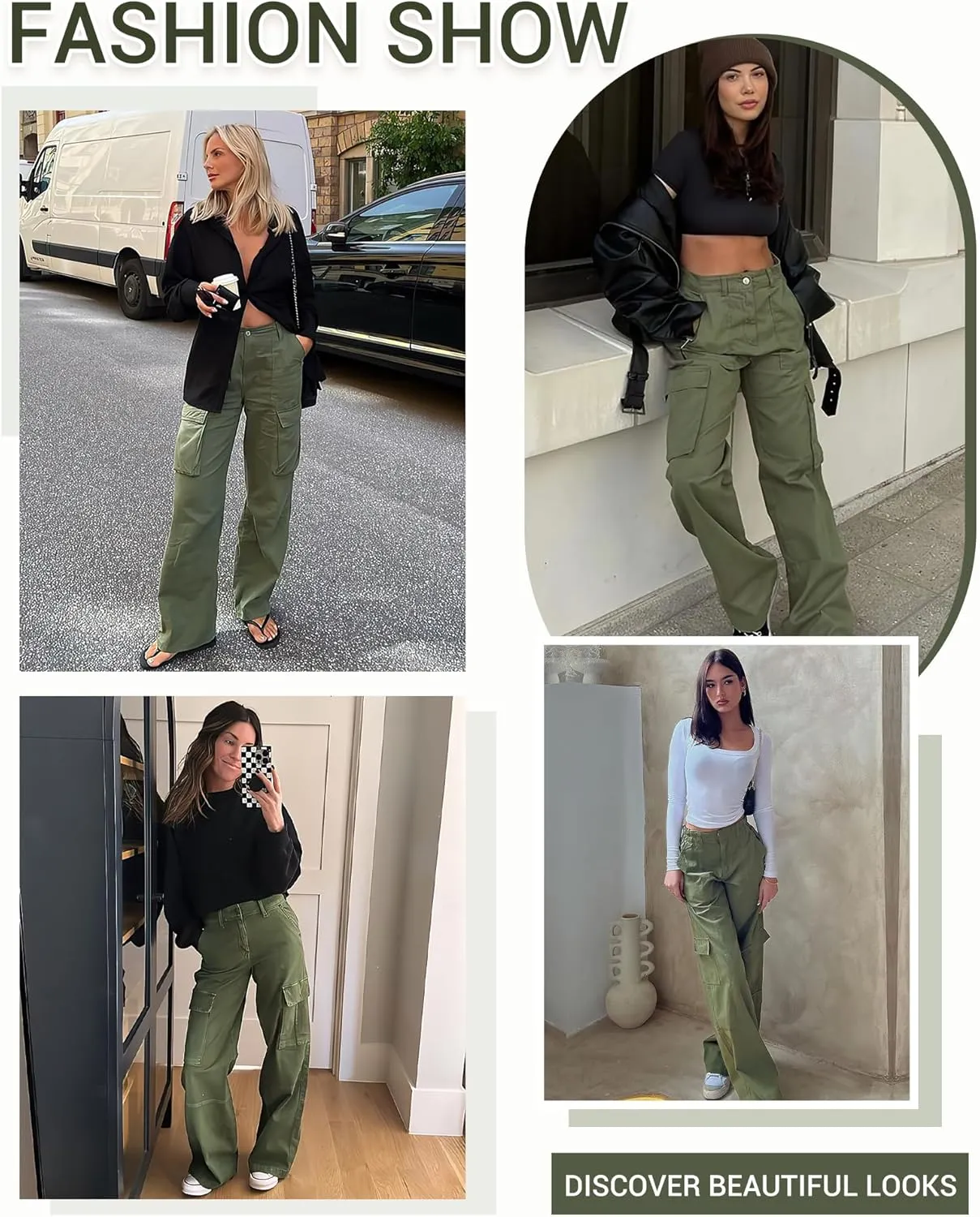 DIBAOLONG Cargo Pants Women High Waist Casual Pants Wide Leg Y2K Pants Baggy Streetwear Military Trousers 6 Pockets