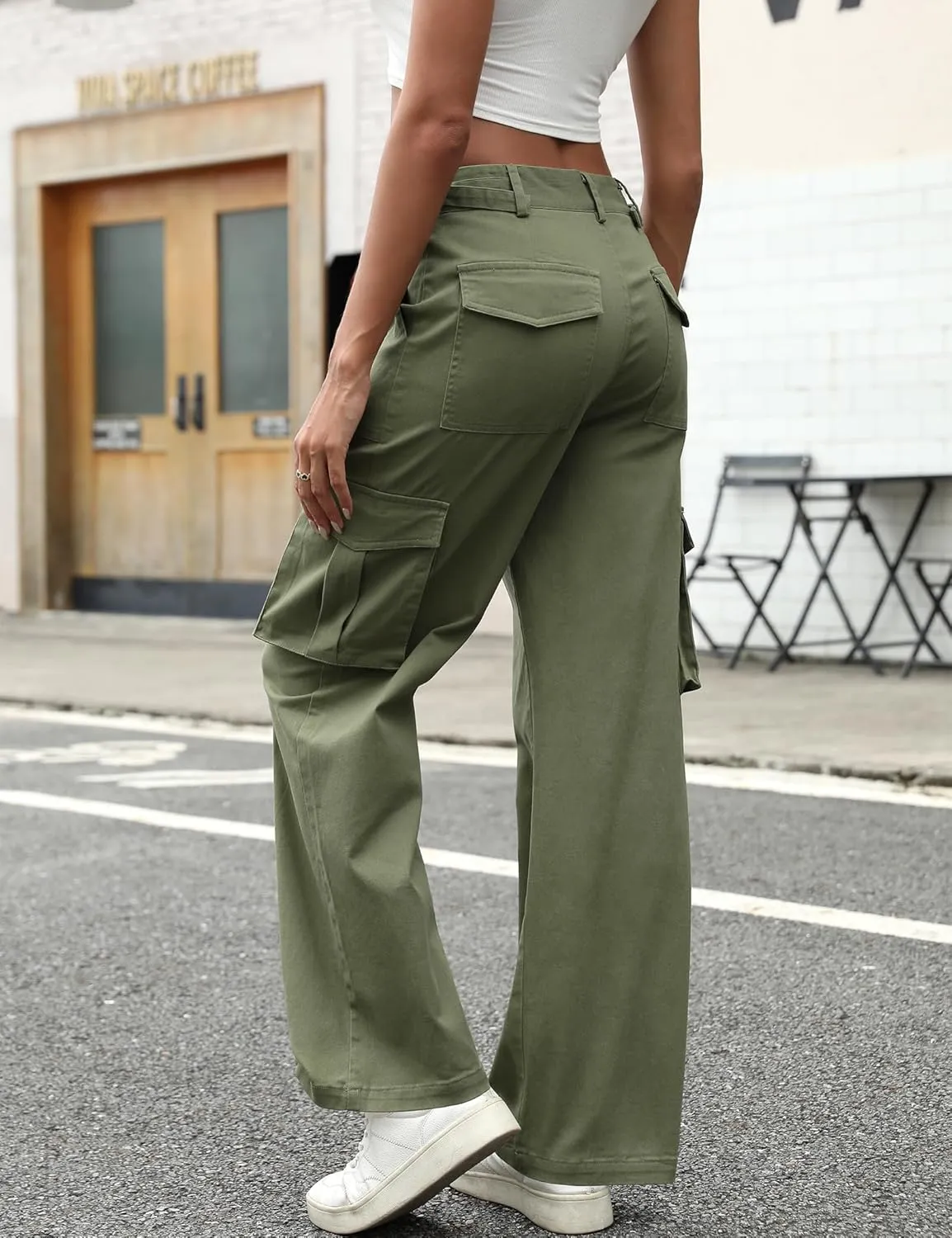 DIBAOLONG Cargo Pants Women High Waist Casual Pants Wide Leg Y2K Pants Baggy Streetwear Military Trousers 6 Pockets