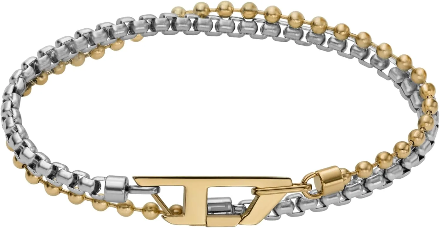 Diesel Stainless Steel and Beaded Bracelet for Men