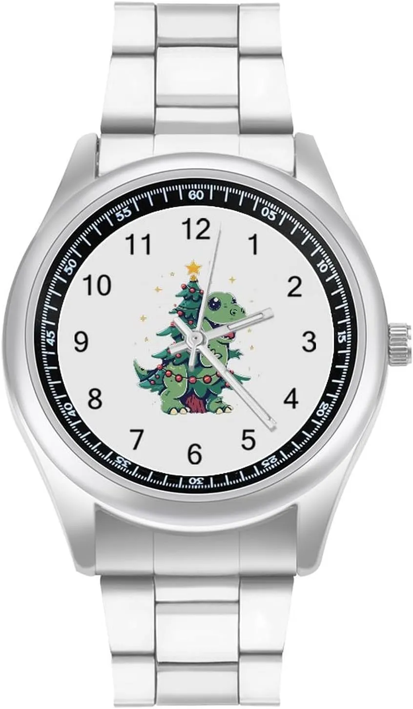 Dinosaur Christmas Tree Stars Fashion Classic Wrist Watches for Men Casual Business Dress Watch Unisex