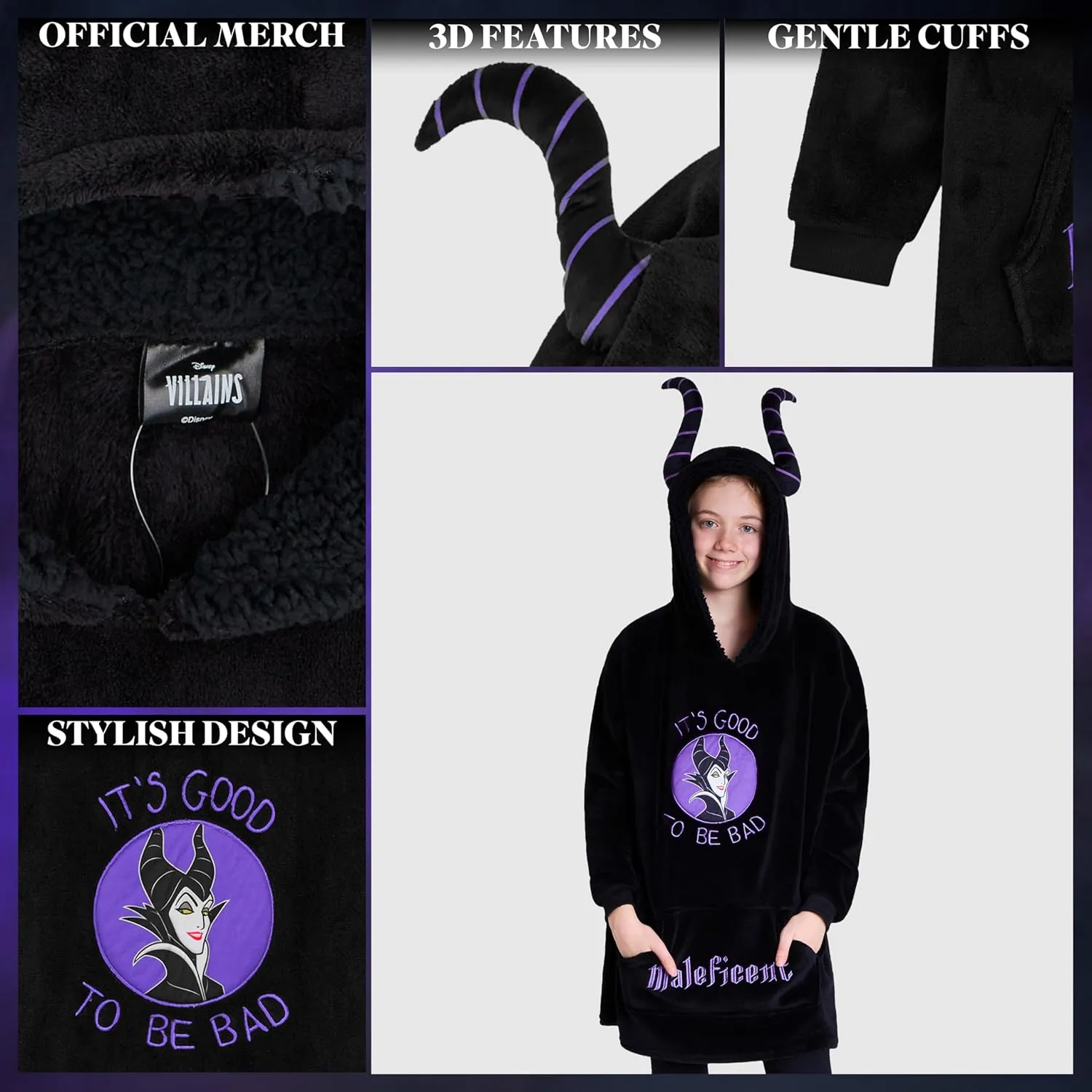Disney Stitch Fleece Hoodie Blanket for Kids and Teenagers - One Size Fluffy Oversized Hoodie - Stitch Gifts